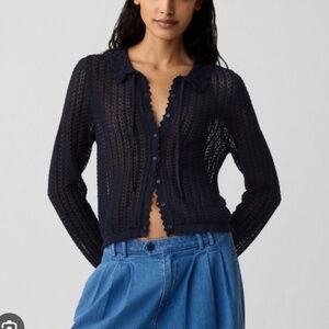 Gap x DOÊN Linen Blend Navy Cardigan - Size Large